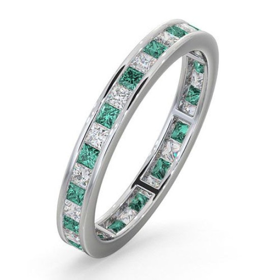 18ct White Gold Channel Set Princess Cut Full Eternity Ring Natural Diamond 0.50ct Em 0.65ct H Si