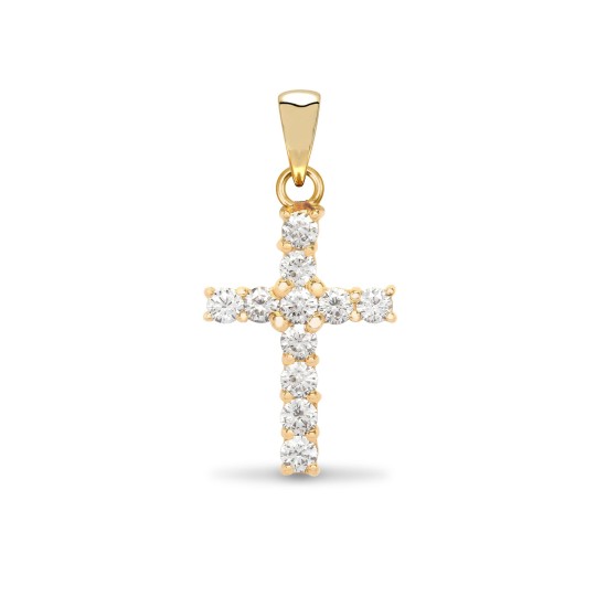 18ct Yellow Gold Natural Diamond Cross