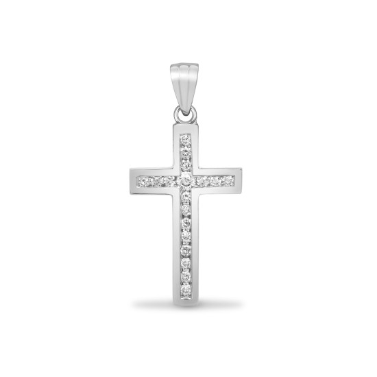18ct White Gold Natural Diamond Cross