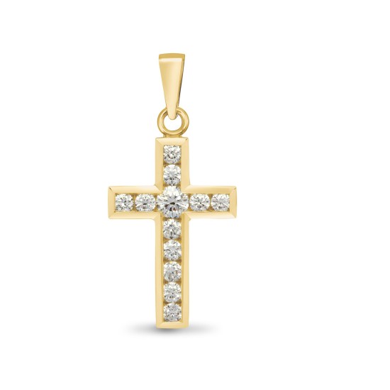 18ct Yellow Gold Natural Diamond Cross
