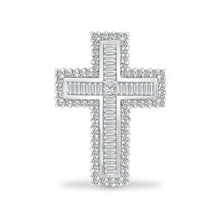 18ct White Gold Natural Diamond Cross