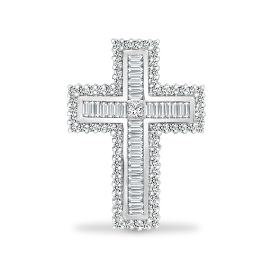18ct White Gold Natural Diamond Cross