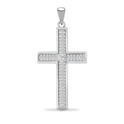 18ct White Gold Natural Diamond Cross