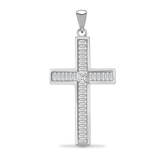 18ct White Gold Natural Diamond Cross