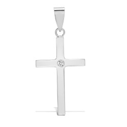 18ct White 0.03ct Natural Diamond Invisible Set Cross