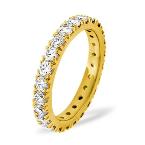 18ct Yellow Gold Claw Set Full Eternity Ring Natural Diamond 2.00ct H Si