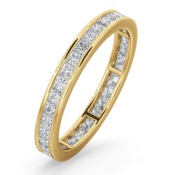 18ct White Gold Channel Set Princess Cut Full Eternity Ring Natural Diamond 1.50ct G VS