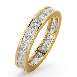18ct White Gold Channel Set Princess Cut Full Eternity Ring Natural Diamond 2.00ct H Si