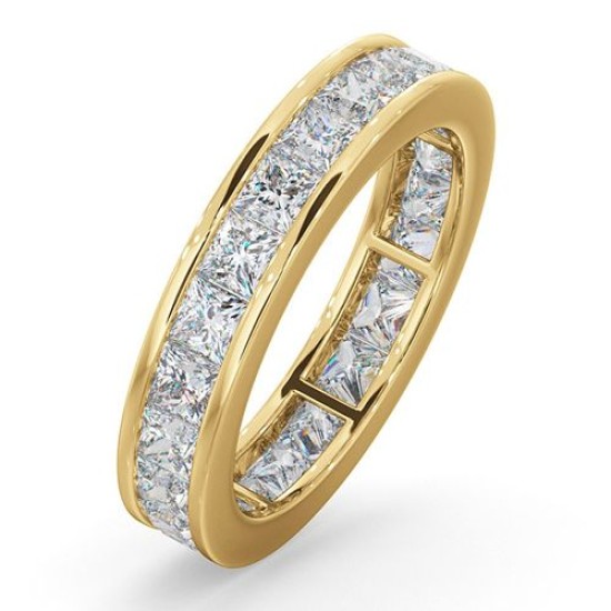 18ct White Gold Channel Set Princess Cut Full Eternity Ring Natural Diamond 3.00ct G VS