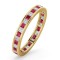 18ct Yellow Gold Channel Set Princess Cut Full Eternity Ring Natural Diamond 0.50ct Ruby 0.60ct H Si