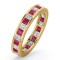 18ct Yellow Gold Channel Set Princess Cut Full Eternity Ring Natural Diamond 1.00ct Ruby 1.25ct GVS