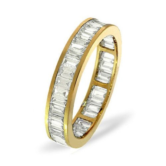 18ct Yellow Gold Channel Set Full Eternity Ring Baguette Natural Diamond 2.00ct G VS
