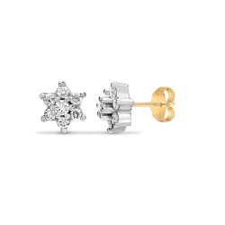 9ct yellow gold 50pt claw set cluster Natural Diamond stud earrings.