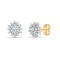 9ct yellow gold 50pt claw set Natural Diamond stud cluster earrings.