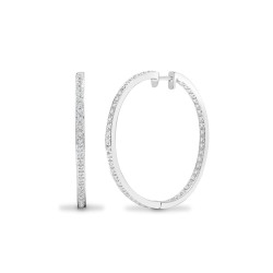 9ct white gold 80pt Natural Diamond Hoop Earrings with a hinge and a notched post fixing.
