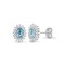 9ct white gold 25pt Natural Diamond and blue topaz stud earrings.