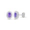9ct white gold 25pt Natural Diamond and amethyst stud earrings.