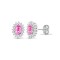 9ct white gold 25pt Natural Diamond and pink sapphire stud earrings.
