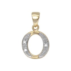 9ct Yellow Gold Natural Diamond Set Initial Pendant -Initial O