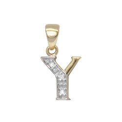 9ct Yellow Gold Natural Diamond Set Initial Pendant -Initial Y