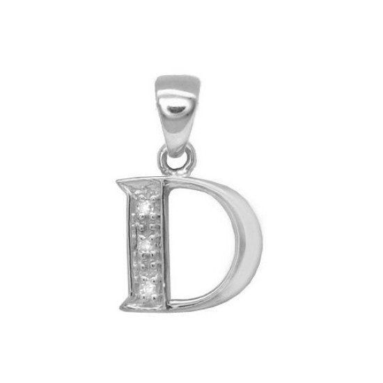 9ct White Gold Natural Diamond Set Initial Pendant -Initial D
