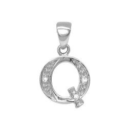 9ct White Gold Natural Diamond Set Initial Pendant -Initial Q