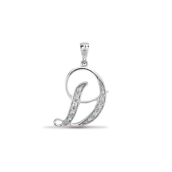 9ct White Gold Natural Diamond Set Initial Pendant -Initial D