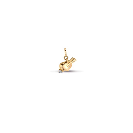 9ct Yellow Gold Natural Diamond Heart / Arrow Pendant