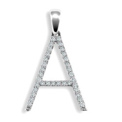 9ct White Gold Natural Diamond Set Initial Pendant
