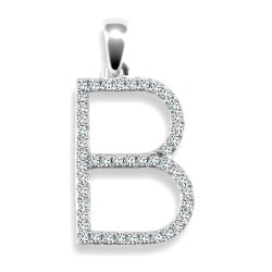 9ct White Gold Natural Diamond Set Initial Pendant