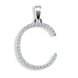 9ct White Gold Natural Diamond Set Initial Pendant