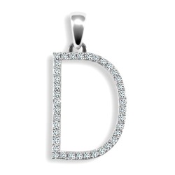 9ct White Gold Natural Diamond Set Initial Pendant