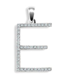9ct White Gold Natural Diamond Set Initial Pendant