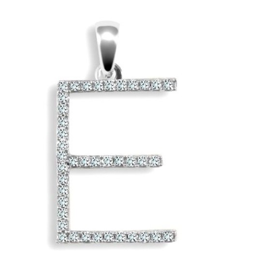 9ct White Gold Natural Diamond Set Initial Pendant