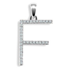 9ct White Gold Natural Diamond Set Initial Pendant