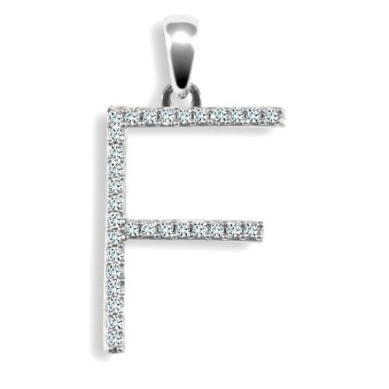 9ct White Gold Natural Diamond Set Initial Pendant