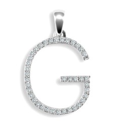 9ct White Gold Natural Diamond Set Initial Pendant
