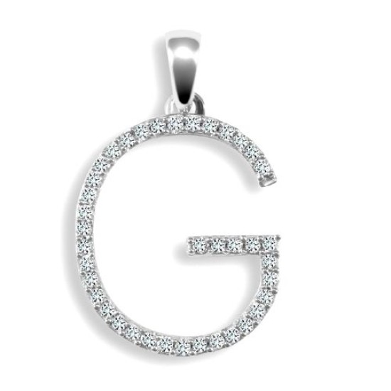 9ct White Gold Natural Diamond Set Initial Pendant