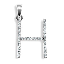 9ct White Gold Natural Diamond Set Initial Pendant