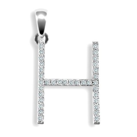 9ct White Gold Natural Diamond Set Initial Pendant