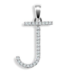 9ct White Gold Natural Diamond Set Initial Pendant
