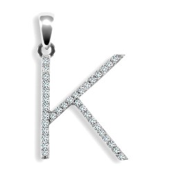 9ct White Gold Natural Diamond Set Initial Pendant
