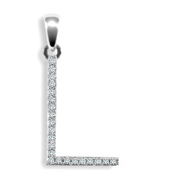 9ct White Gold Natural Diamond Set Initial Pendant