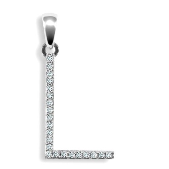 9ct White Gold Natural Diamond Set Initial Pendant
