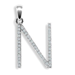 9ct White Gold Natural Diamond Set Initial Pendant