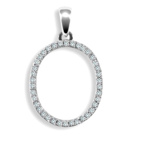 9ct White Gold Natural Diamond Set Initial Pendant