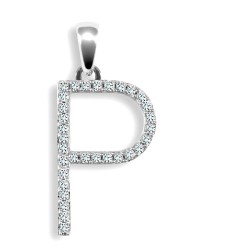 9ct White Gold Natural Diamond Set Initial Pendant