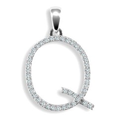 9ct White Gold Natural Diamond Set Initial Pendant