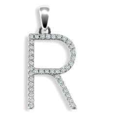 9ct White Gold Natural Diamond Set Initial Pendant