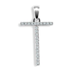 9ct White Gold Natural Diamond Set Initial Pendant